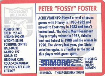1991 Scanlens Stimorol #70 Peter Foster Back